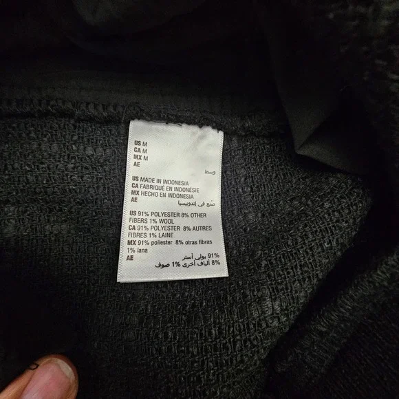 Mode of One Jogger Pants Mens Textured Grid Drawstring Deep Black Medium NEW - Picture 3 of 12